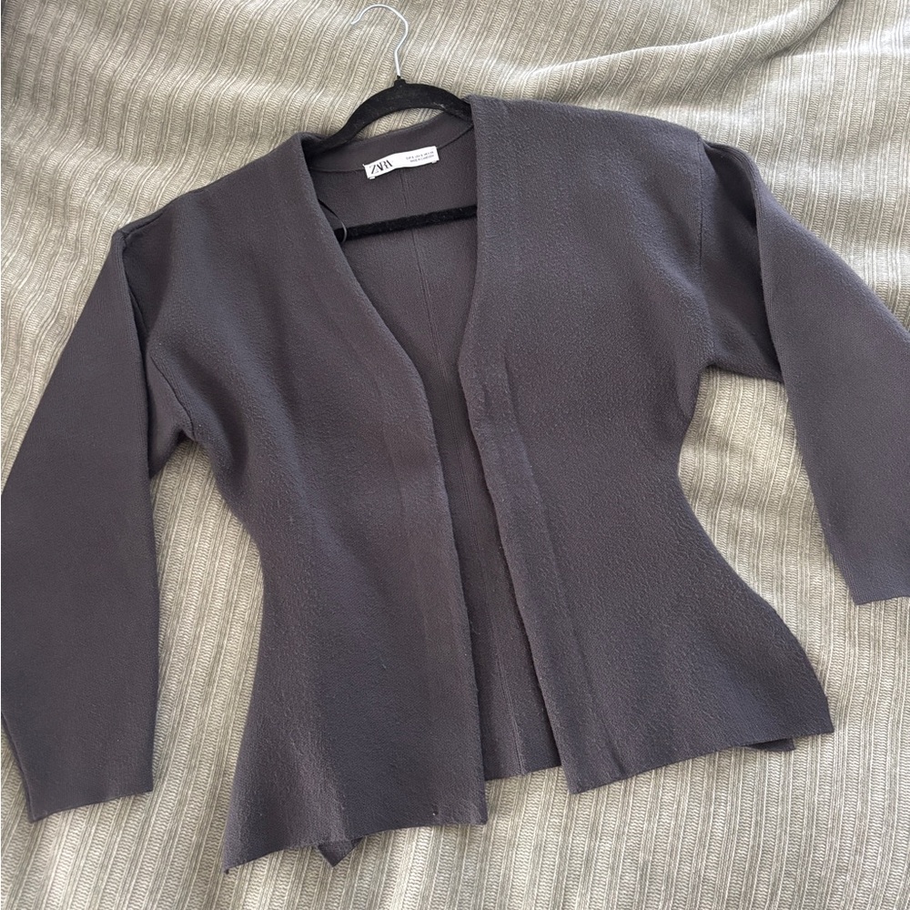 Zara Charcoal Open-Front Jacket / Cardigan